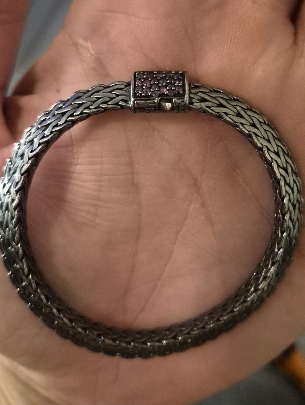 John Hardy Pink Sapphire and 925 Silver w/ Black Rhodium Finish Bracelet